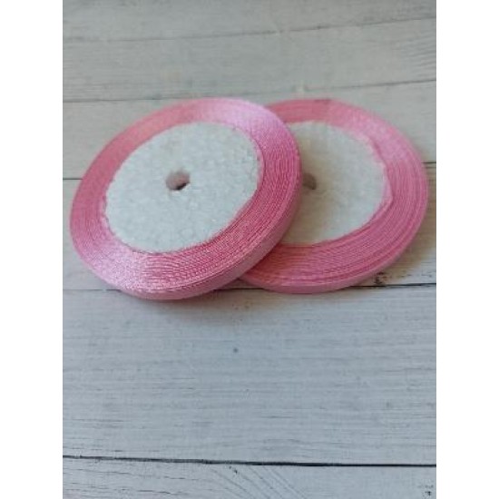 Лента атласная однотонная 0,6 см*25 ярдов цв. розовый 79, цена за катушку